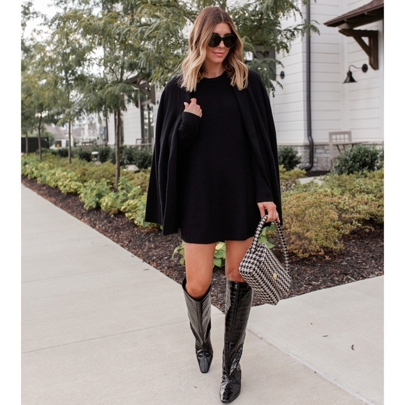 SPLENDID x Cella Jane Sweater Dress Geneva Long Sleeve BLOGGERS FAVORITE M Black - Picture 4 of 16